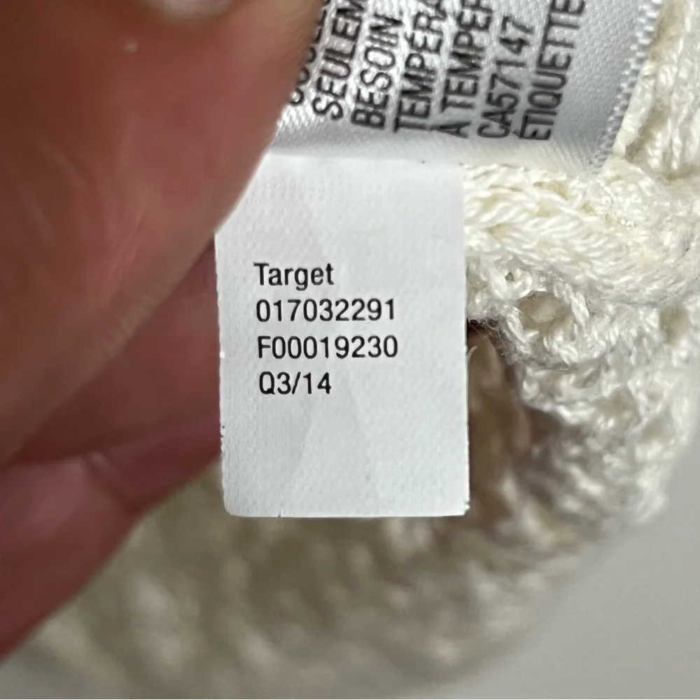Mossimo Supply Co Cream Open Knit Crochet Cotton Sweater Large L/G‎ Cream White
